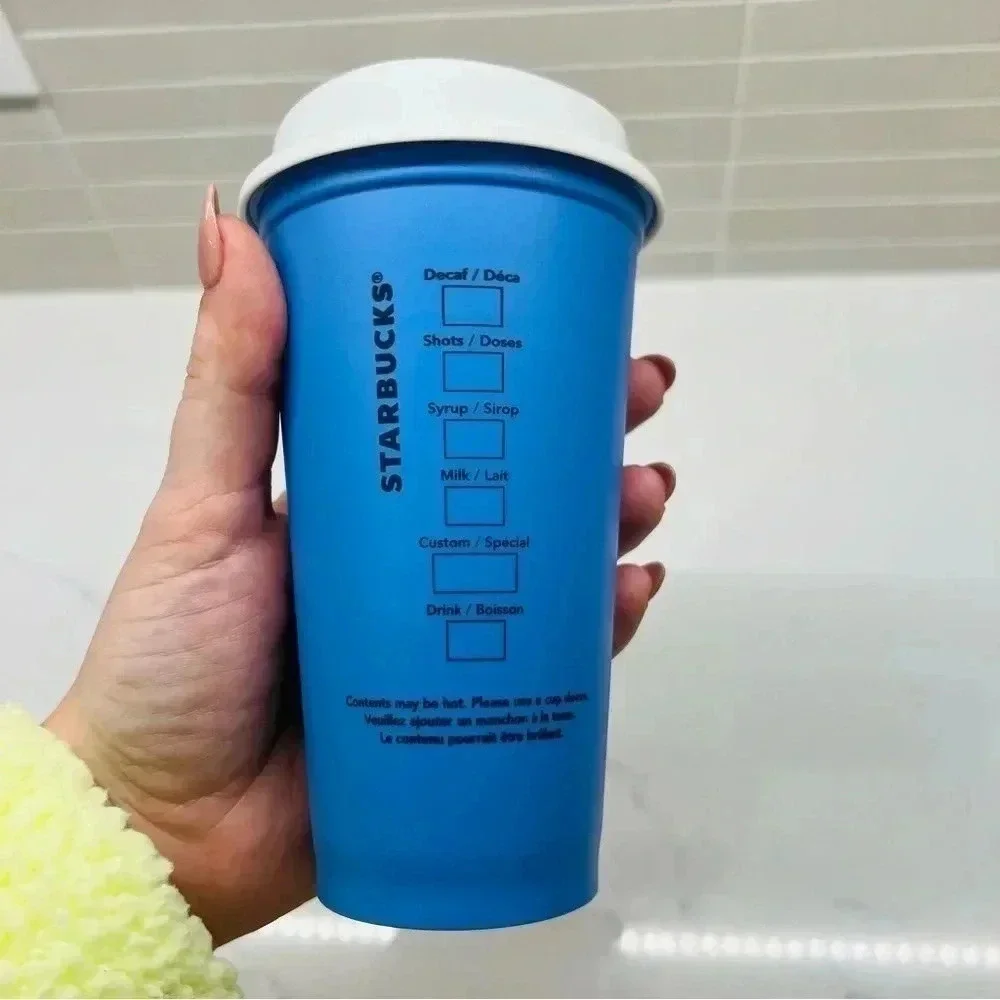 Starbucks Heck Yes Blue‎ Graphic Reusable Coffee Cup 16 oz.